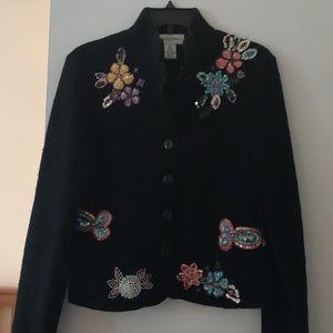 Bloomingdales wool jacket with beautiful appliqué